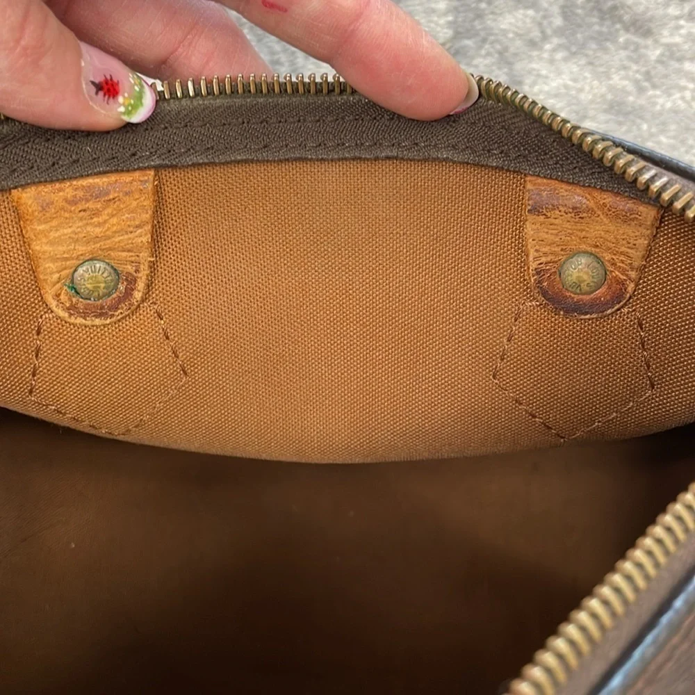 Louis Vuitton Monogram Speedy 25 Hand Bag Classic Designer Brown Tan